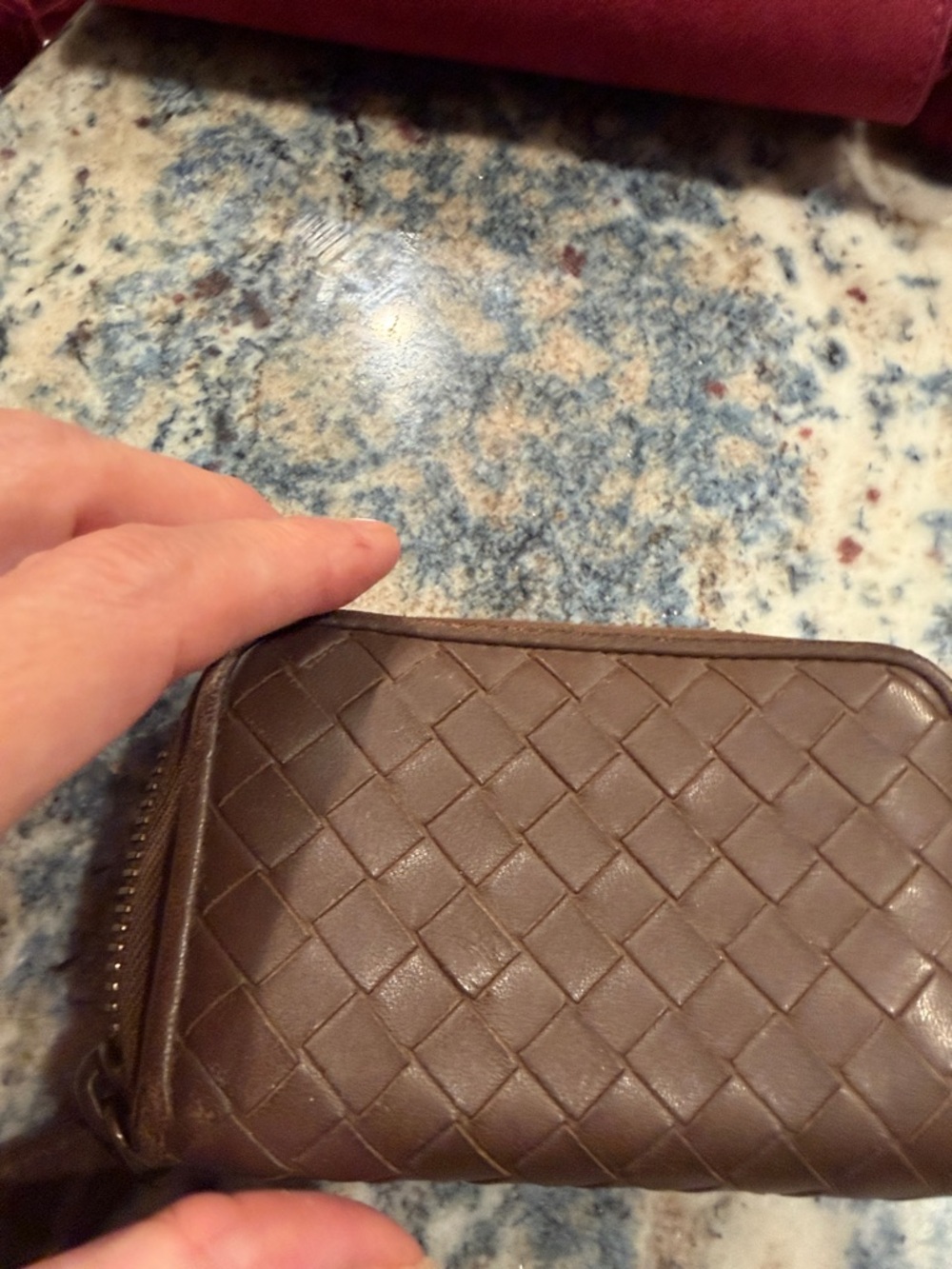 Bottega Veneta Brown Intrecciato Zip Wallet